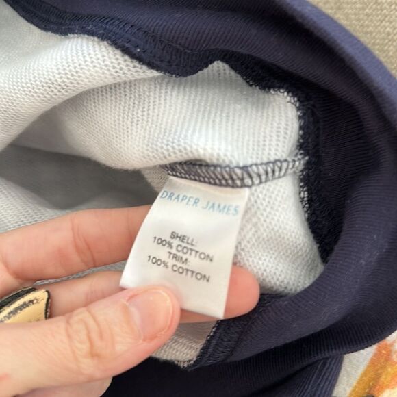 NWOT Draper James Navy Blue & White Gingham Pullover Natalie Sweatshirt Size M - Picture 3 of 5